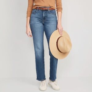 Old Navy O.G. Straight Leg Medium Blue Wash Mom Jeans High Rise Ankle size 18